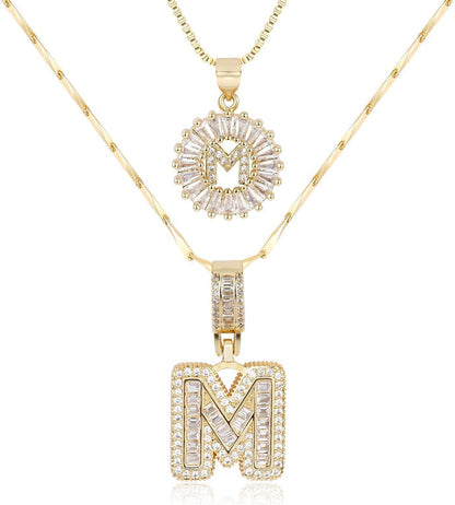 2 Pack -Initial Letter Pendant Necklaces