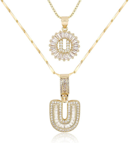 2 Pack -Initial Letter Pendant Necklaces